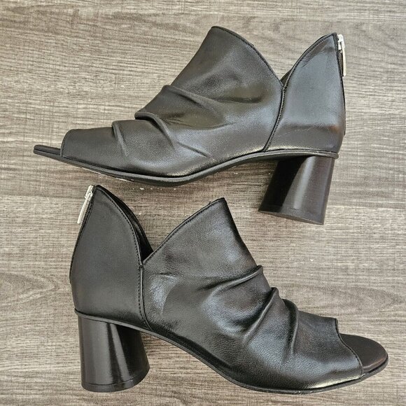 Ron White Ankle Booties Womens US 6 EUR 36  Black Peep Toe Chunky Block Heel Y2K - Picture 3 of 13